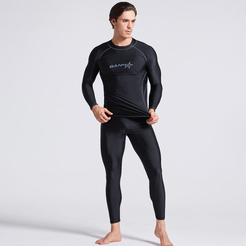 Mens Rash Guard Sets Top+Pants Long Sleeve Diving Wetsuits For Men Swimwear  534 | eBay