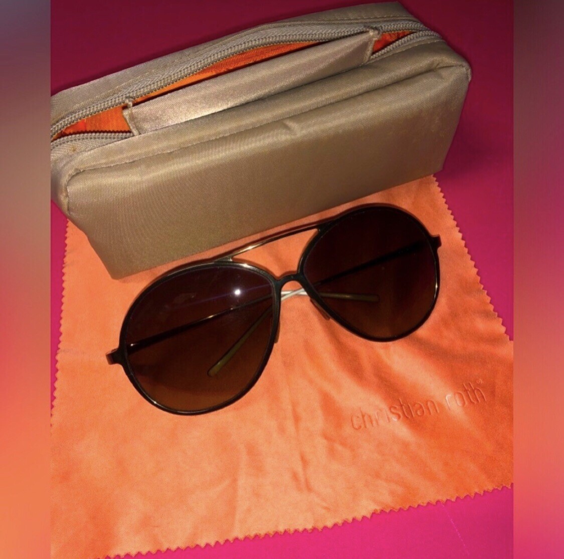 小物 Christian roth Design sunglasses Christian Roth Titanium Sunglasses Brown Unisex Handmade