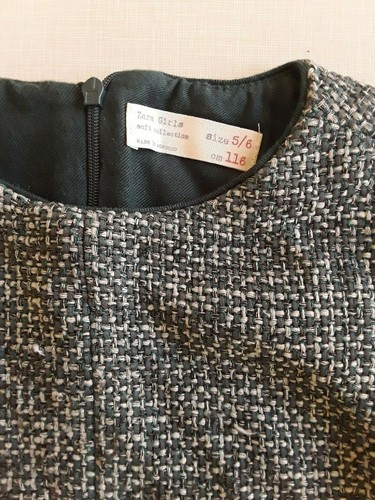 ZARA Girls Tweed Jacquard Dress Green Size 5/6 - Picture 2 of 7