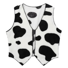 Kids Flannel Open Front Cow Vest Waistcoat Tops Cowboy Cowgirl Fancy Costume