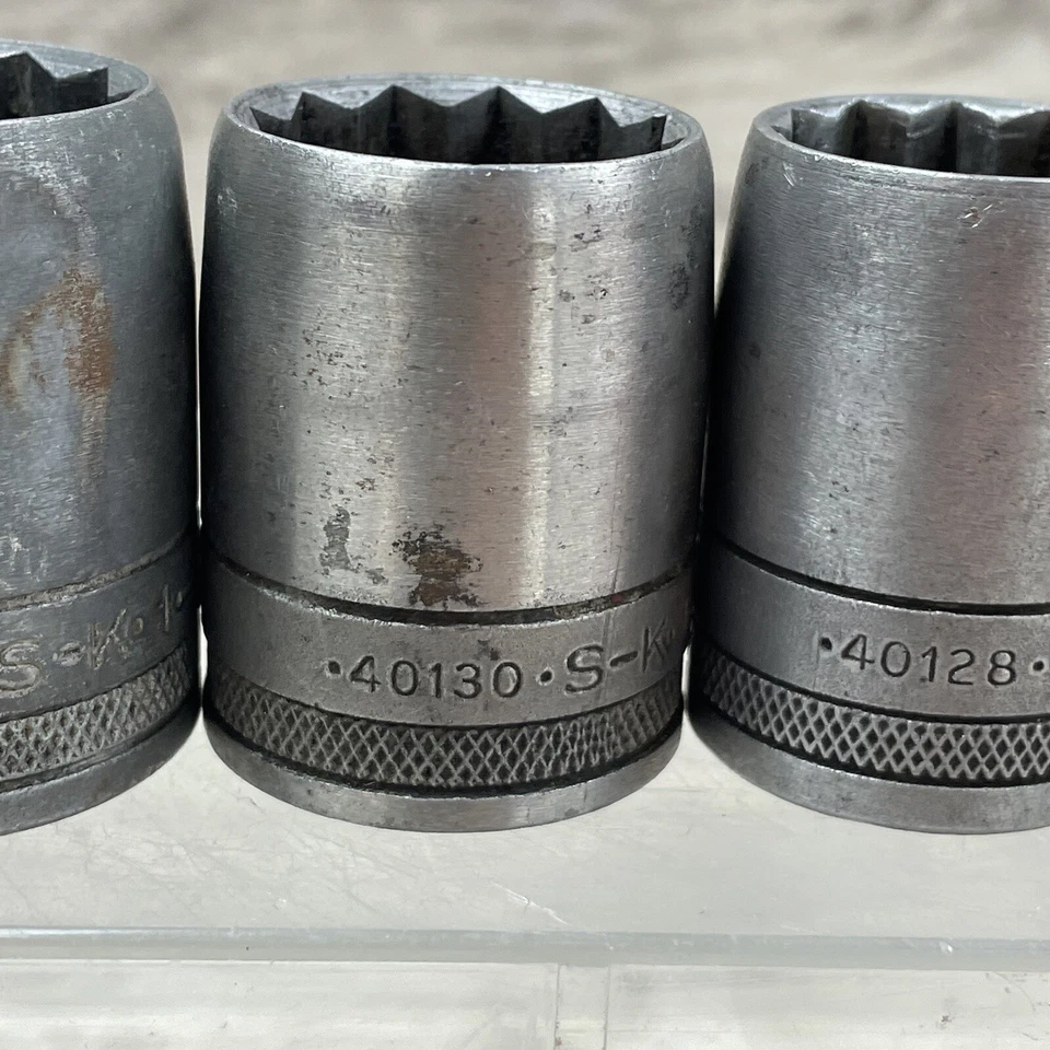 SK Wayne 1/2" Drive 12 Point Shallow SAE Socket Set 6 - 40124 15/16 7/8 13/16 1” - Image 3 of 4