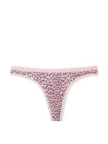 Victoria's Secret - M Stretch Cotton Thong Panty - Pink Cheetah Leopard - Medium