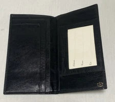 Mens Wallet Bifold Slim Black Italian Leather Breast Pocket Classic ID European