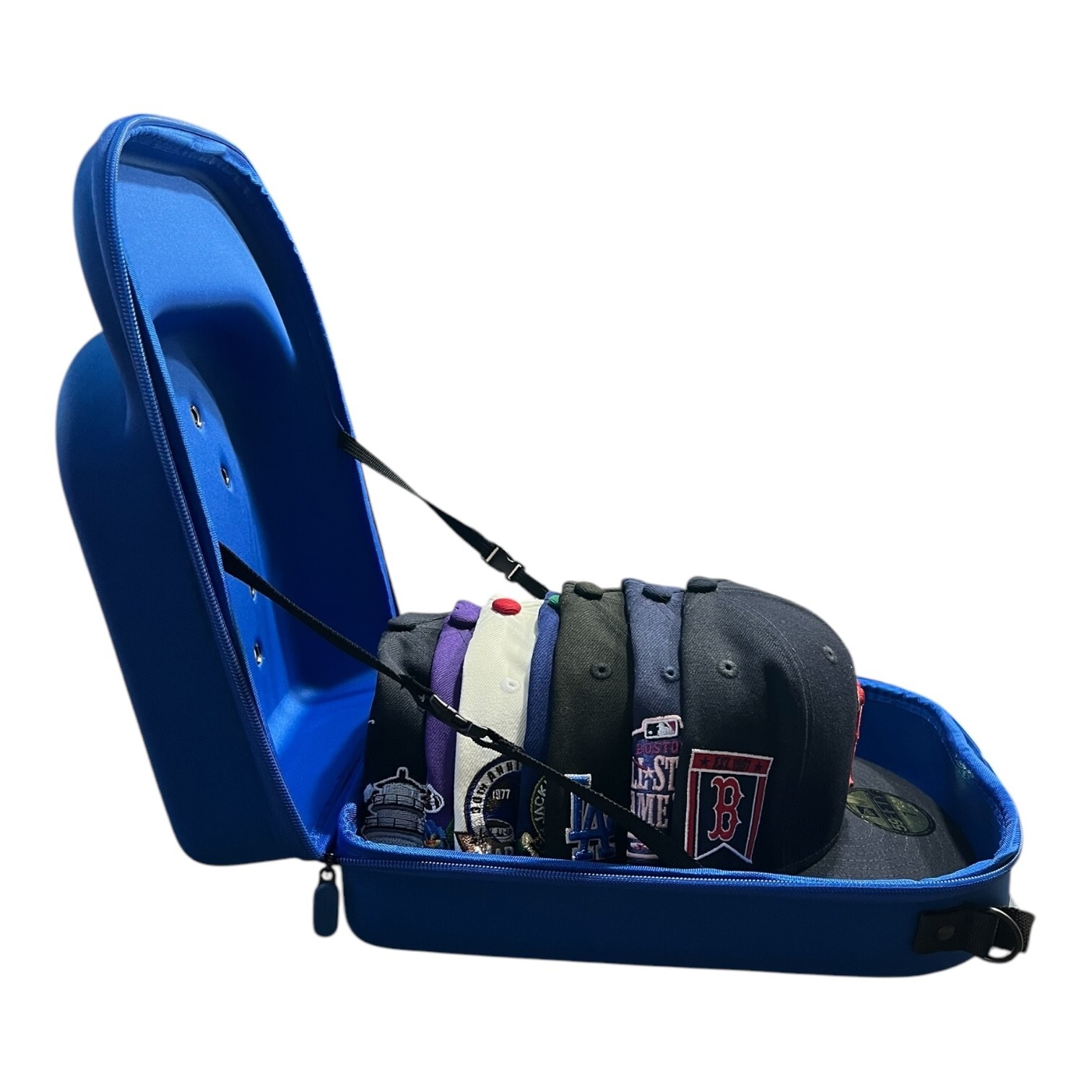 Hat Cap Carrying Carrier Case Handle Fits 6-8 Hats Carry Bag Zipper BLUE