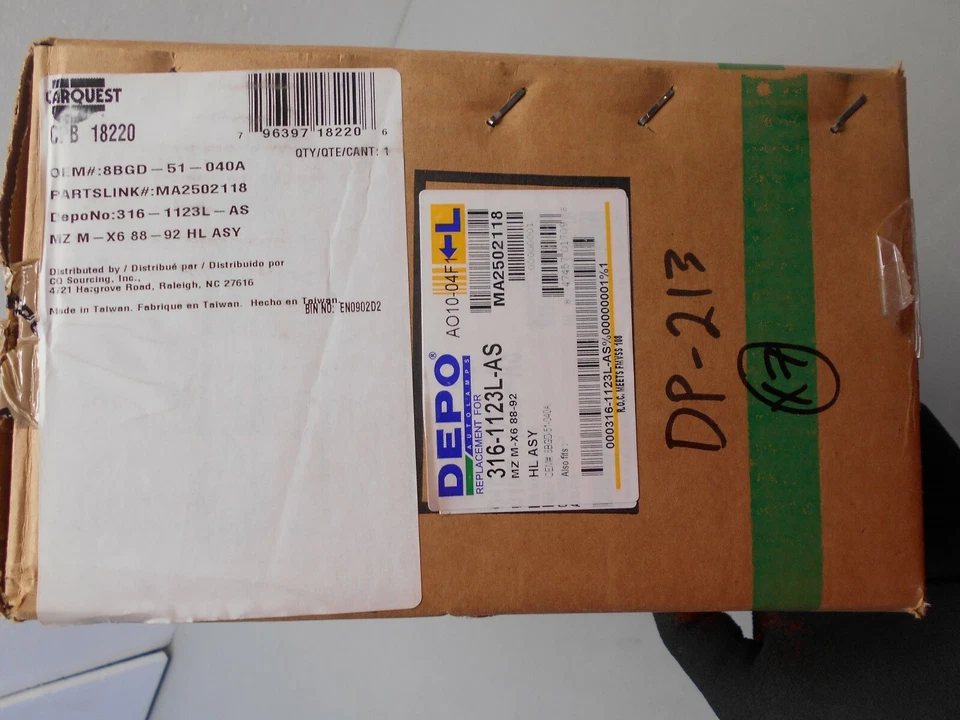 DEPO Headlight LEFT LH Driver fits 1988 1989 1990 1991 1992 MAZDA MX6 & 626  - Image 4 of 4