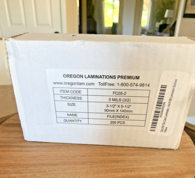200 File Card Laminating Pouches 3-1/2 x 5-1/2 Hot 5 Mil Laminator Sleeves