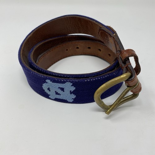 SMATHERS & BRANSON Needlepoint University North Carolina Belt Blue Leather 34