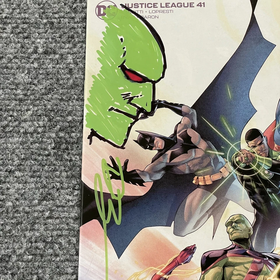 Лига справедливости 41 Марсианский Охотник Цветная Реплика Подписанный Дэвид Барон Автограф - Изображение 4 из 4