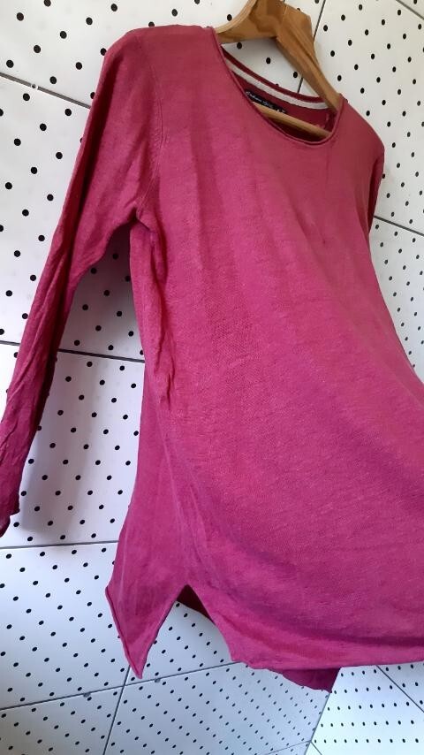 GUDRUN SJODEN Knitted Solid Basic Linen Tunic Pul… - image 7