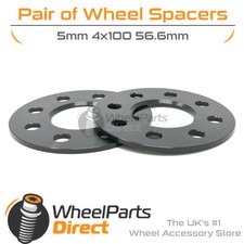 Wheel Spacers (2) Black 4x100 56.6 5mm for Vauxhall Nova 82-93