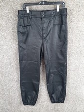 Express Faux Leather Jogger Pant Women 14 Black High Rise Pockets Rock Band Chic