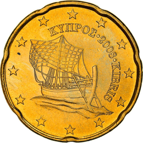 [#365309] Zypern, 20 Euro Cent, Kyrenia ship, 2008, UNZ+, Nordic gold - Bild 1 von 2
