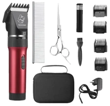 Low Noise Cordless Pet Clippers – 5-Speed Grooming Kit with Bag, Rechargeable