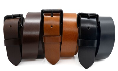 1.5'' Men's Genuine Full Grain Buffalo Leather Belt, Casual or Dress, Made in USA