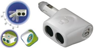 Adattatore Accendisigari Auto 12V-24V, Splitter 6 In 1 Con 2 Prese, 2 USB E 2 Type-C, Display Tensione