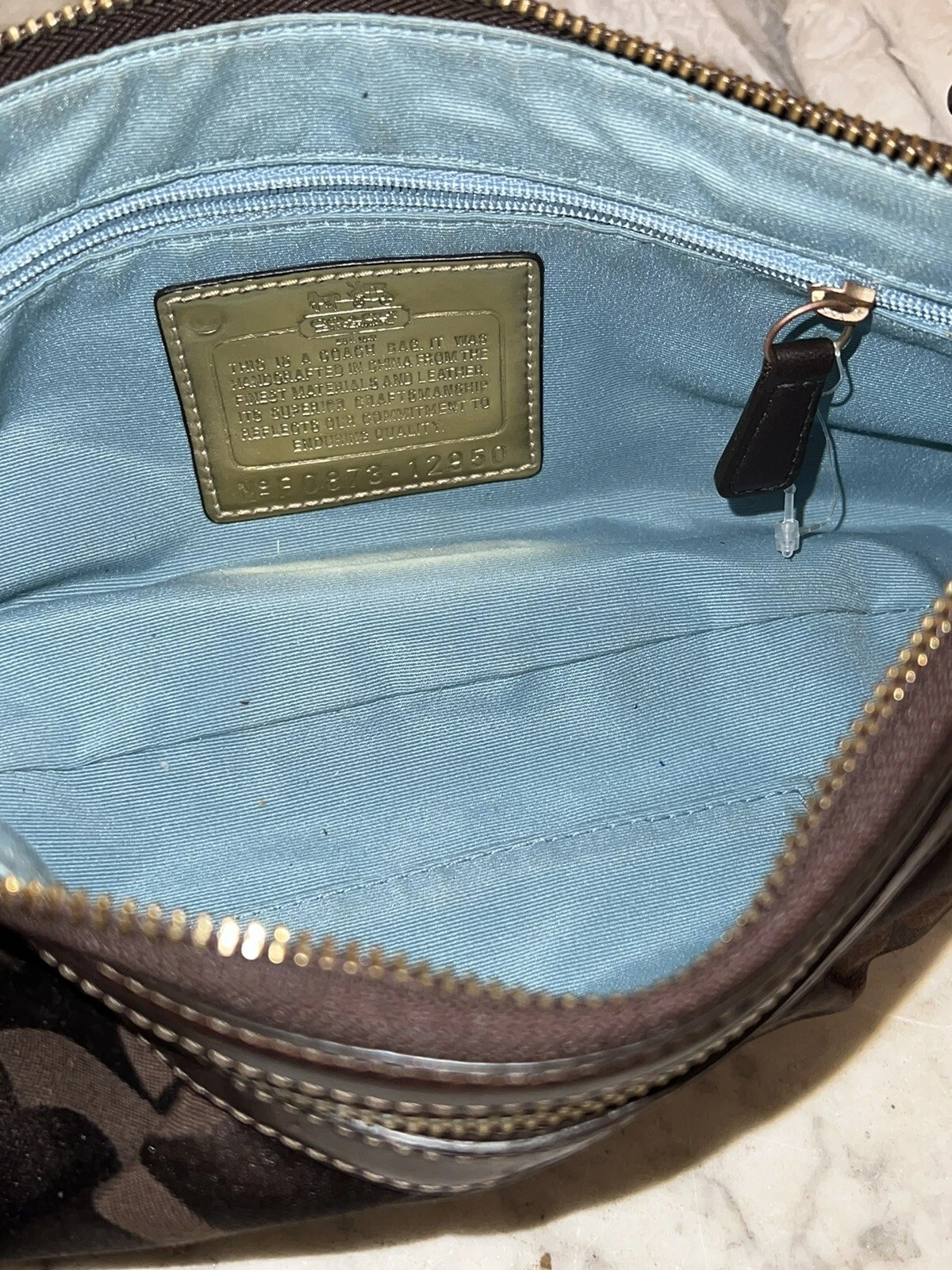 Pochette vintage Coach marrone monogramma pochette da polso lunga 12"