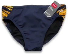 TYR Bravos Blade Splice Racer Swimsuit - NWT Mens 34 - Navy / Multi - #47267-G6