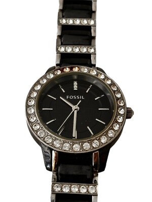 FOSSIL CE1018 Womens Watch Beautiful Ceramic Bracelet, Rhinestones