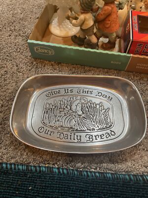 Wilton Armetale Elegant Pewter Bread Tray ''GIVE US THIS DAY OUR DAILY BREAD'' 