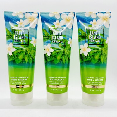 3-Pack BATH & BODY WORKS TAHITI ISLAND DREAM SHEA BUTTER BODY CREAM 8 FL OZ EACH