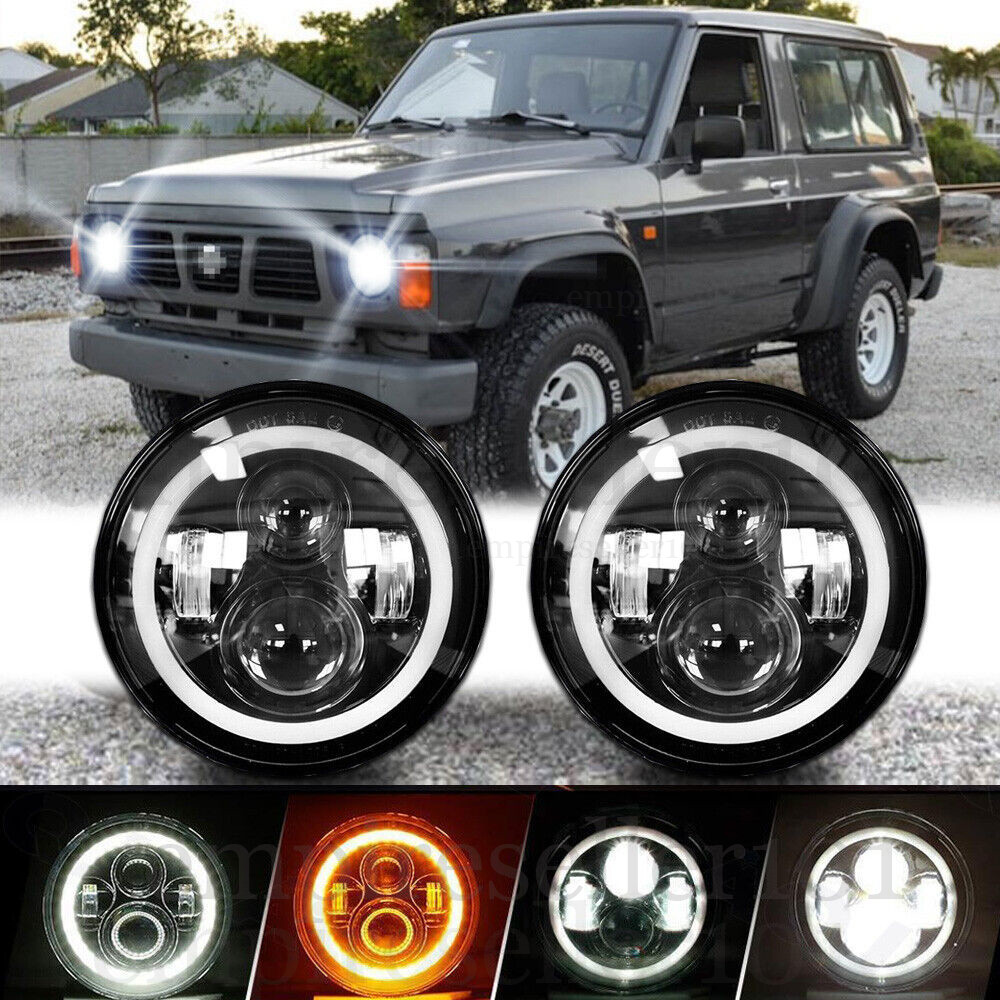 For Nissan Patrol Y60 7 inch Round LED Headlight 12v High Low Beam super bright