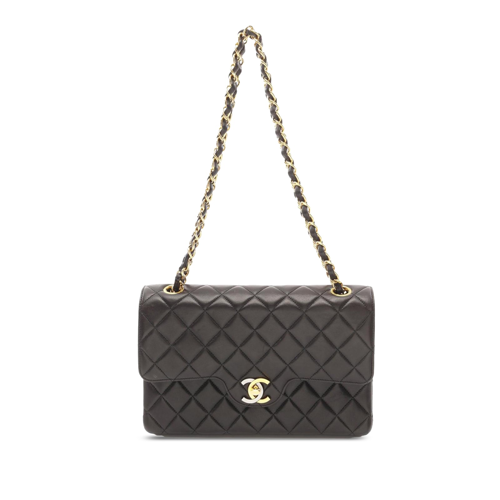 Chanel Small Quilted Lambskin CC Double Flap Bag Black Gold