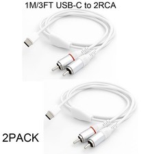 1/2PACK 1m 3ft USB C to 2RCA Audio Cable Type C to 2RCA Male Jack Plug Adapter