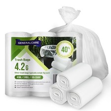 4 Gallon Small Trash Bags 105 Count Tear  Leak 1 Pack of 105 , White
