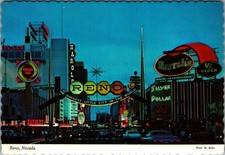 Vintage Reno Nevada Postcard Featuring Reno Arch at Night