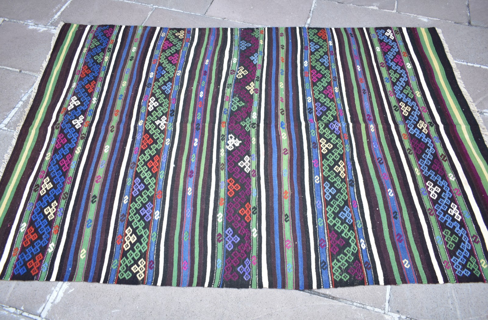 Turkish Rug 4 x 6 ft Vintage Embroidered Oushak Cicim Rug Home Decor Wool Rug