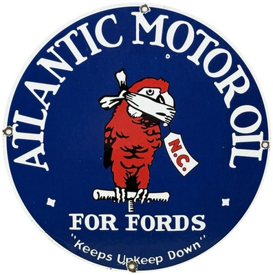 #ad VINTAGE ATLANTIC GASOLINE PORCELAIN SIGN GAS STATION PUMP PLATE MOTOR OIL $113.70