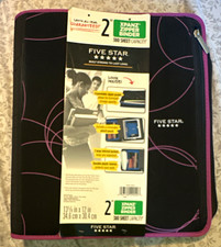 Five Star Xpanz Zipper Binder 2 in Rings 300 Sheet Capacity Black Purple