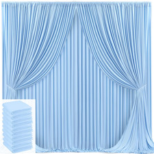 50X10Ft Baby Blue Backdrop Curtain for Wedding Parties Wrinkle Free Fabric Light