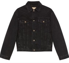 New 5200 Gucci Men Denim Jacket Coat Black 38 US/48 Eu 725588