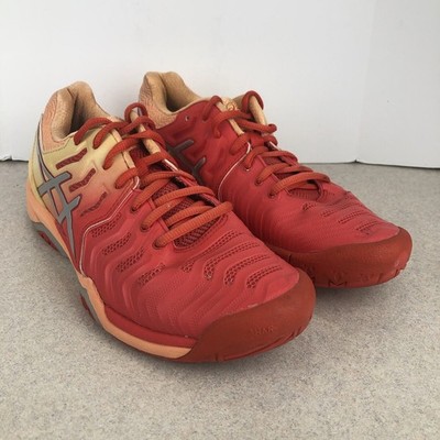 ASICS Gel-Resolution 7 Women s Tennis Athletic Sneakers Shoes Sz 8 Orange Red