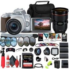 Canon EOS 250D / Rebel SL3 DSLR Camera with 18-55mm Lens Silver Bundle