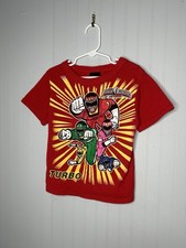 Vintage 1997 Power Rangers Boys 5 Red Ranger Graphic Print Short Sleeve T-Shirt