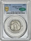 1917 D STANDING LIBERTY QUARTER TYPE 1 PCGS & CAC VF35 GOLD SHIELD LABEL