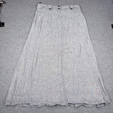 Carole Little Gray Grey 100 Linen Maxi Skirt Front Pockets Size 12