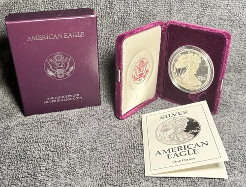 1992-S Proof American Silver Eagle 1oz .999 Silver w/ OGP Box & COA SF  Mint