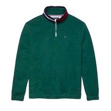 Tommy Hilfiger Flag Logo Quarter Zip Hunter green size XXL Sporty Casual