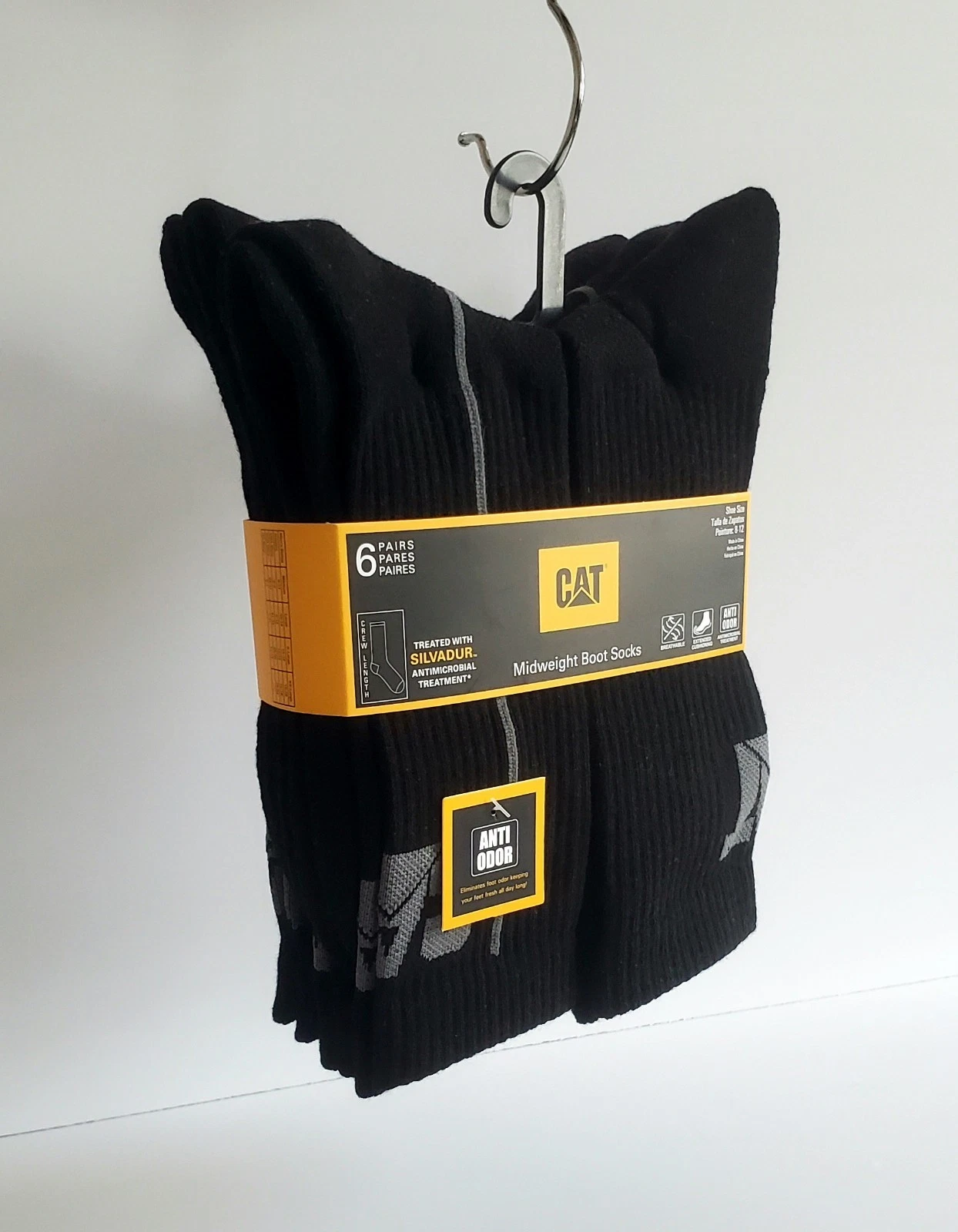 Caterpillar Midweight Boot Breathable Cushioned Anti-microbial Men's Crew Socks