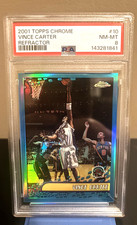 Vince Carter 2001 Topps Chrome Blue Refractor - #10 - PSA Graded NM-MT 8
