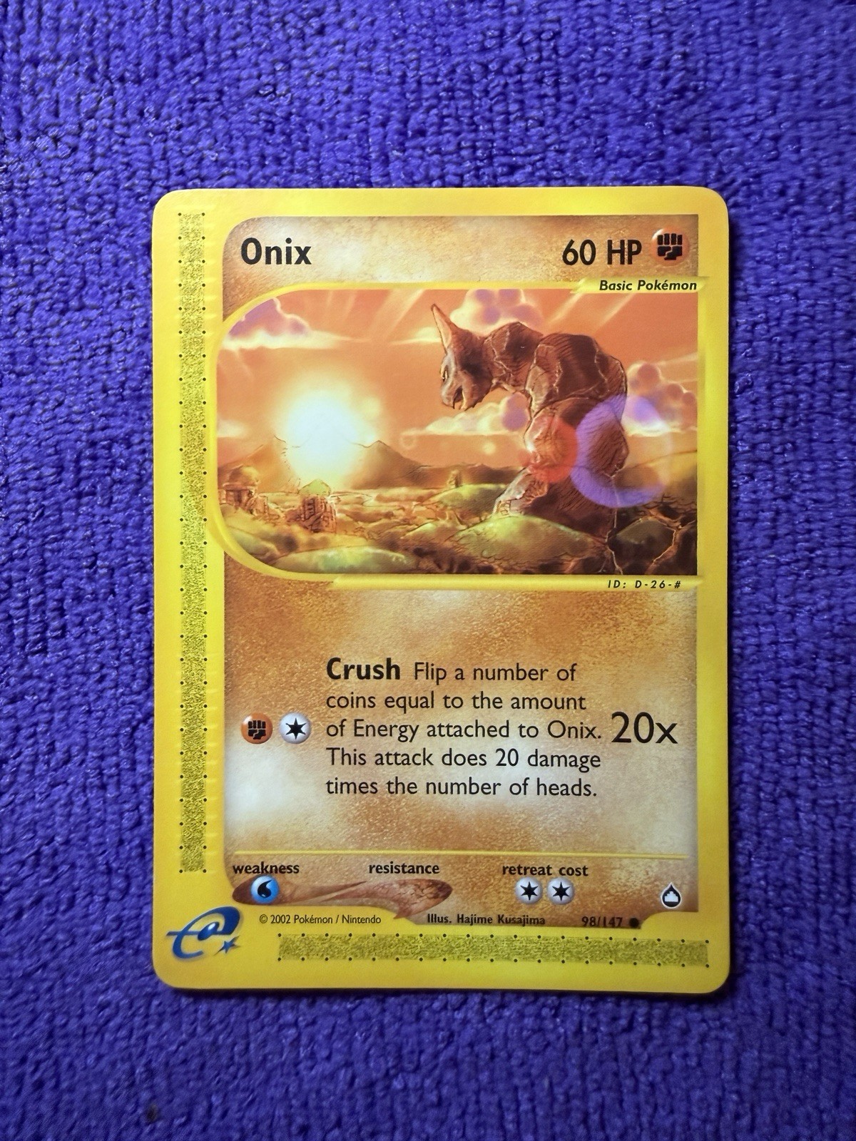 Onix 98/147 2002 Aquapolis Pokemon Card TCG Vintage WOTC Nintendo Common - NM