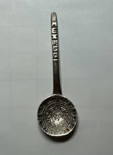 MEXICO Souvenir Silver Spoon Aztec Calendar Design