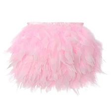 AWAYTR 5 Yards Pink Turkey Feather Trim 4-6in Fluffy Fringe DIY Dress Crafts
