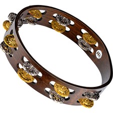 Meinl Vintage Wood Tambourine with Dual Alloy Jingles 10 in. Walnut Brown