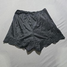 vanity fair Black Lace Trim Satin Slip Shorts Bloomers 6 USA vintage undergarmen