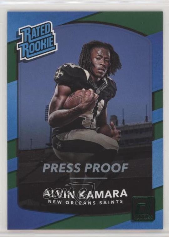 2017 Panini Donruss Rated Rookie Press Proof Green Alvin Kamara #349 00ia