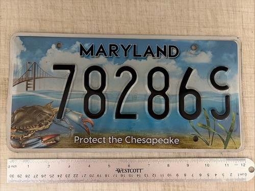 2019 Maryland PROTECT THE CHESAPEAKE Bay License Plate Tag 78286CJ Blue Crab